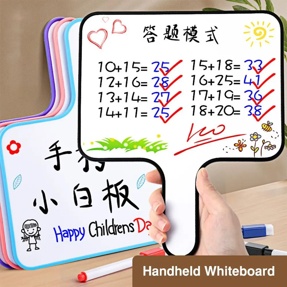 Portable Plastic Whiteboard Double-sided Handheld Prompt Board Erasable Airport Pickup Sign School Office