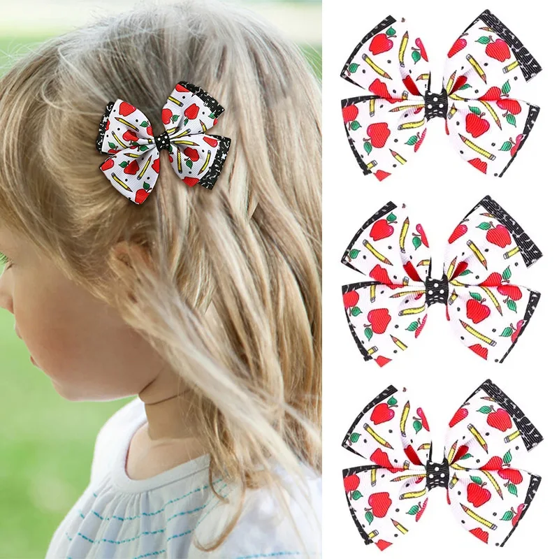 

Oaoleer Sweet Girls Pencil Print Hairpin Back To School Hair Clip Cute Handmade Barrettes Hairgrips Kids Hair Accessories