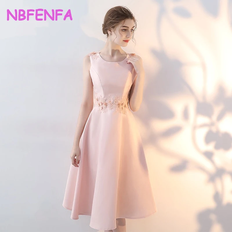 

NBFENFA Evening Dresses 2024 New Pink Party Dress Korean Medium and Long Banquet Host Evening Gown Formal Dress Women Elegant