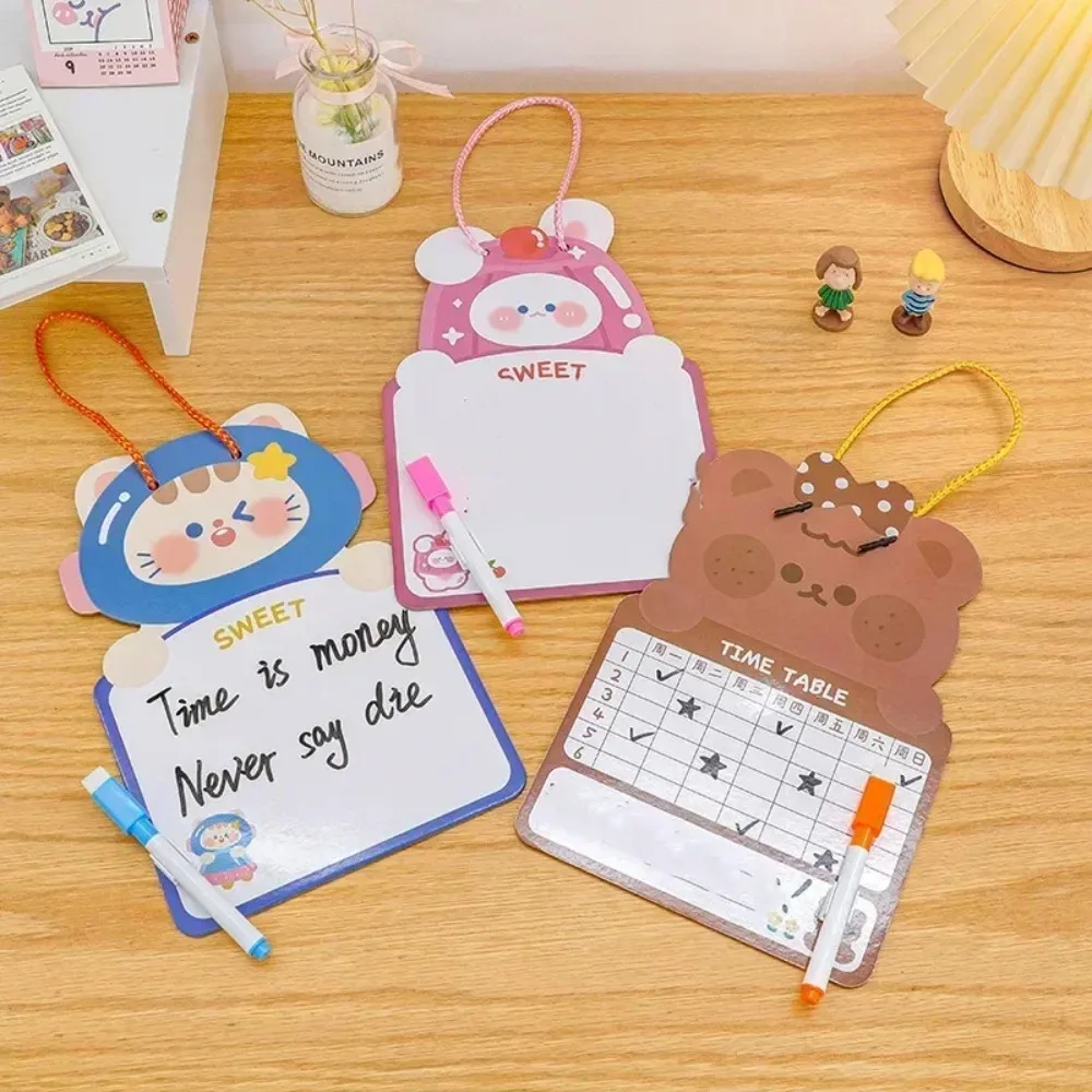 어린이 지울 수있는 양면 드로잉 보드 교수형 메시지 낙서 쓰기 패드 장난감 화이트 보드 펜 아이 생일 선물