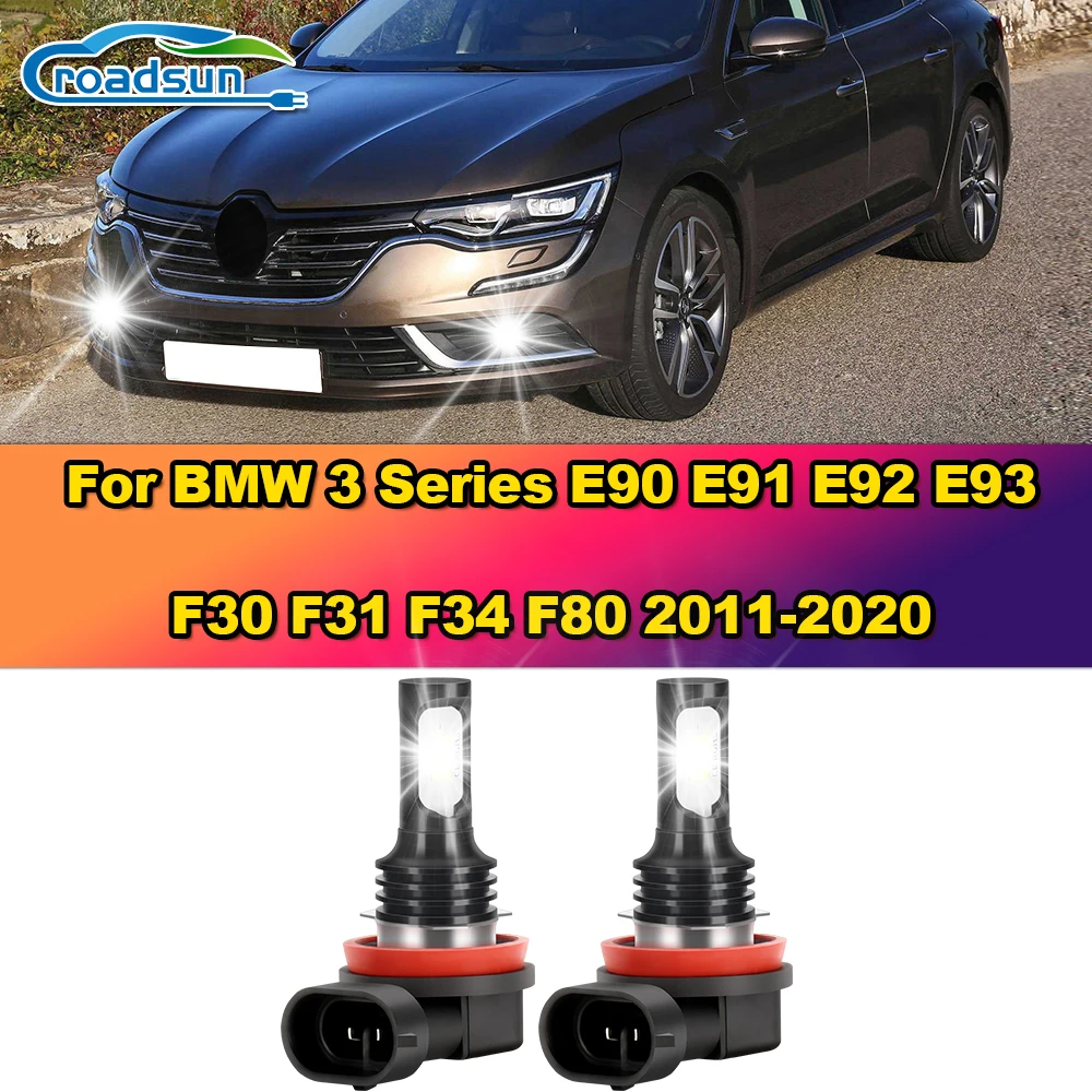 2Pcs LED Auto Fog Lamps 100W Car Fog Lights Bulbs 12V 6000K For BMW 3 Series E90 E91 E92 E93 F30 F31 F34 F80 2011-2018 2019 2020