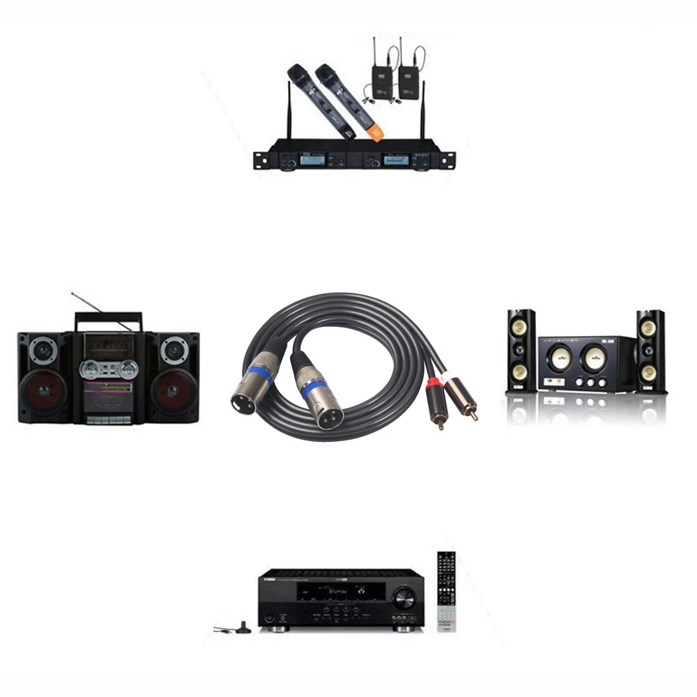 Cable de Audio de grado Fever, amplificador de intercomunicador, 2 RCA, par macho, 2 XLR, 3 pines, enchufe híbrido, Cable AV, línea doble XLR a RCA Dual