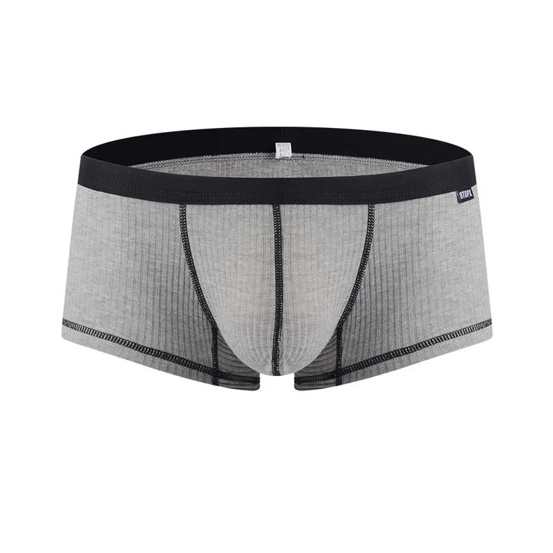 Men's Underwear Personalized Design Low Waist Boxers Pack Breathable Single Layer U Convex Pouch Boxershorts Men