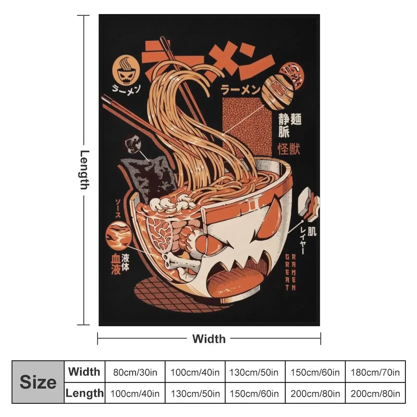 Black X-ray Great Ramen! Throw Blanket couch cozy soft plush fuzzy picnic outdoor blanket