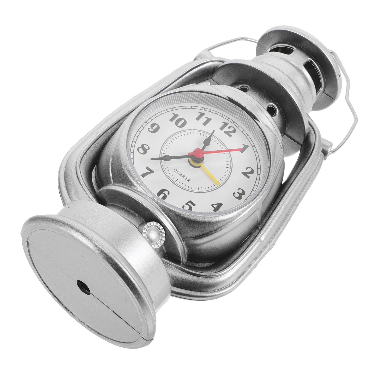 

Vintage Alarm Clock Silver Oil Lamp Design Silent Non-Ticking Quartz Movement Retro Table Desk Mantel Decor For Bedroom Living