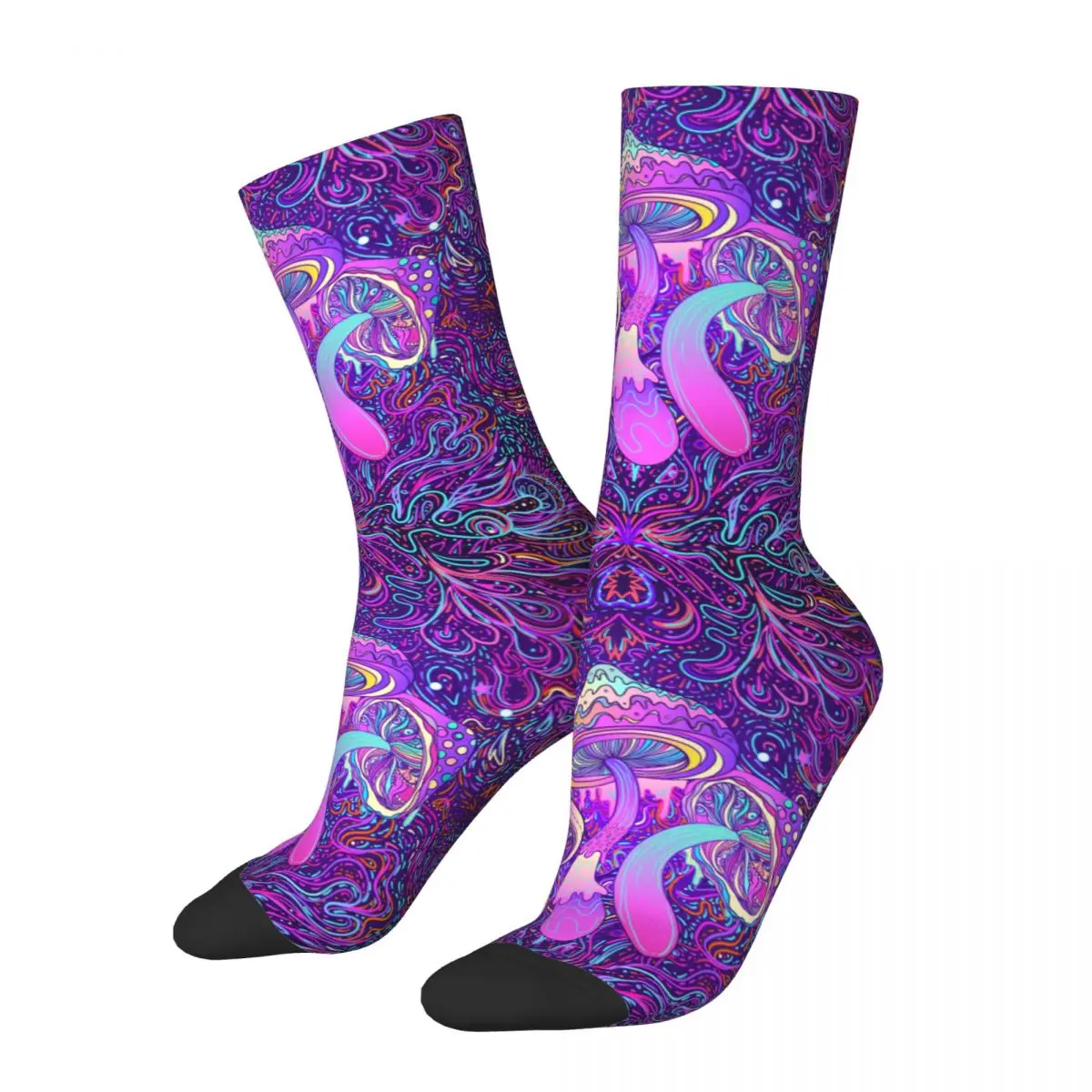 

Funny Psychedelic Mushroom Trippy Basketball Socks Shrooms Polyester Long Socks for Unisex