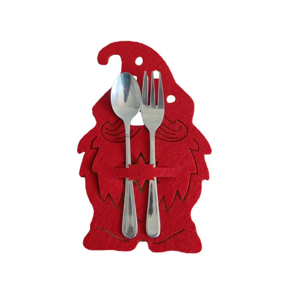 fabric Cutlery Pocket Santa Claus Snowflake Christmas Knife Fork Holder Cutlery Bag Table Decorations Tableware Organizer