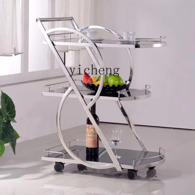 DSA food delivery cart glass wine stainless steel food cart three-layer cart beauty