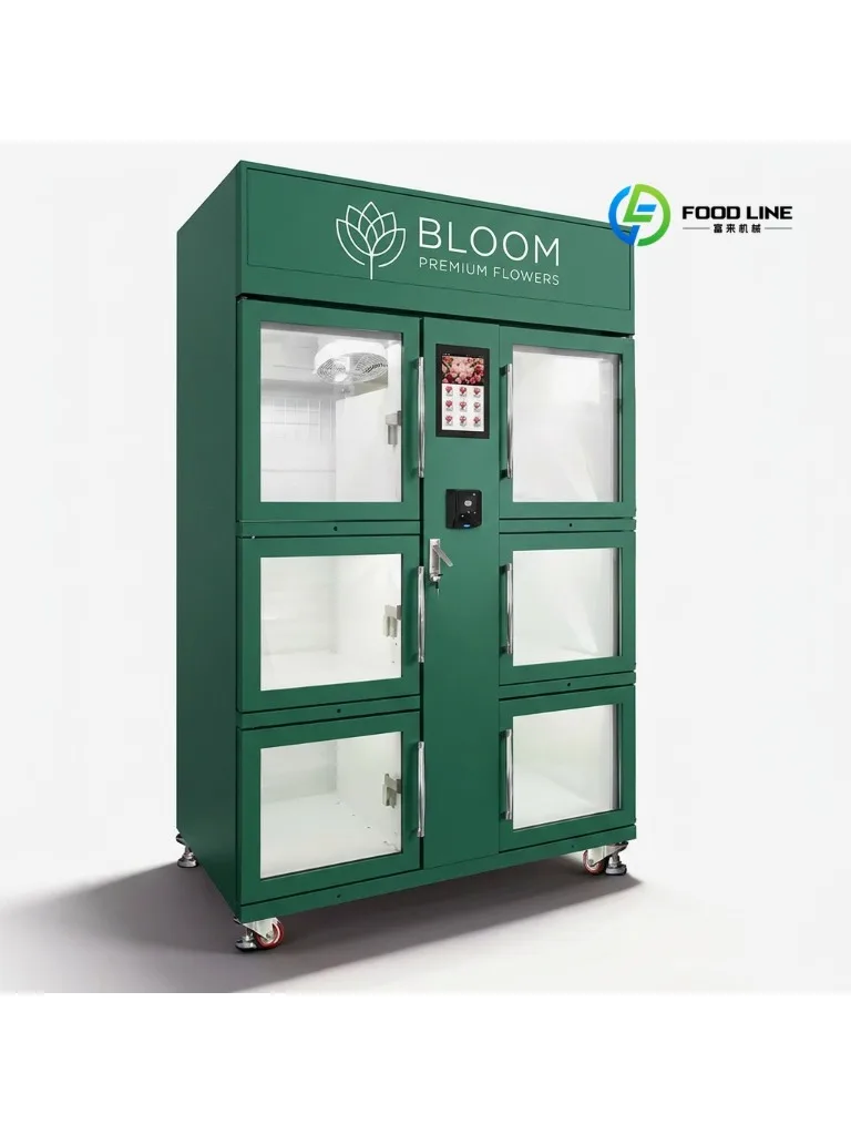 Fresh Flower Vending Machine, Temperature Regulated Cabinet, Smart Touch Screen Unit for Floral Commercial Site Customized