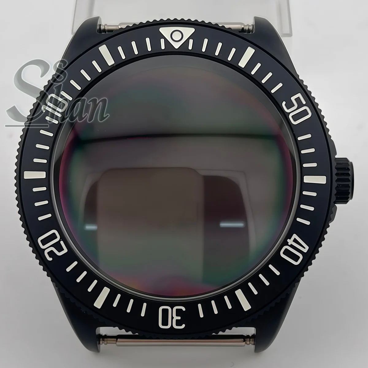 40mm tactical frog PVD black diving case dome sapphire glass luminous bezel is suitable for PT5000 NH36 NH35movement watch parts