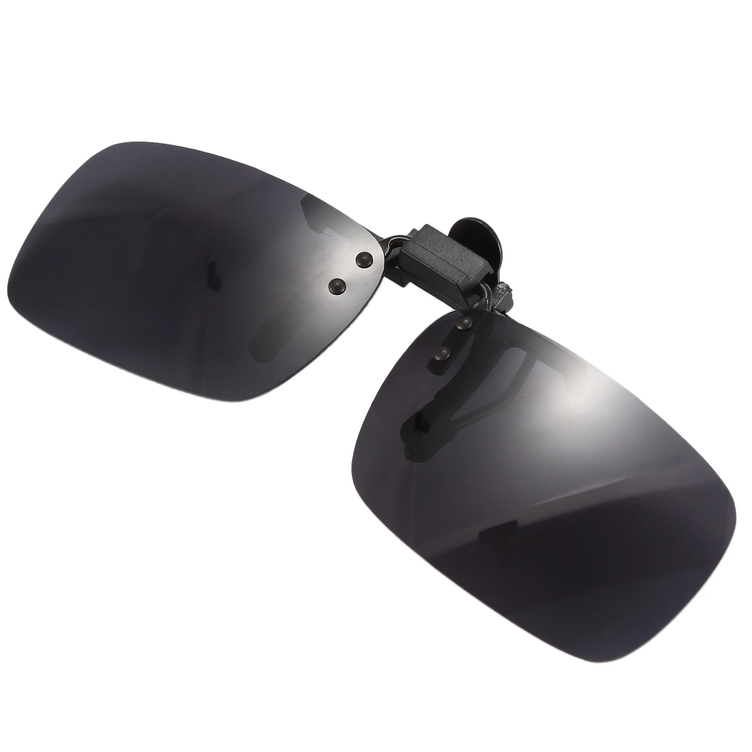 A88M поляризационные солнцезащитные очки без оправы с прямоугольными серыми линзами и откидной клипсой на солнцезащитных очках