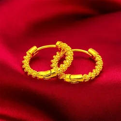 Real 18k Gold Color Twist Earrings for Women Girlfriend Wedding Birthday Gift Gold Color Earrings Fine Jewelry Gifts Not Fade