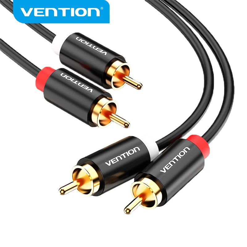 Vention-Cable de Audio macho a macho para cine en casa, amplificador de DVD, TV, 1m, 2m, 3m, 5m, Cabo chapado en oro, 2 RCA a 2 RCA