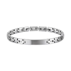 Runda Men's Stainless Steel Bracelet with Wrist Bands Embed Zircon Adjustable Size 22cm Fashion Bracelet Luxury Brand for Men