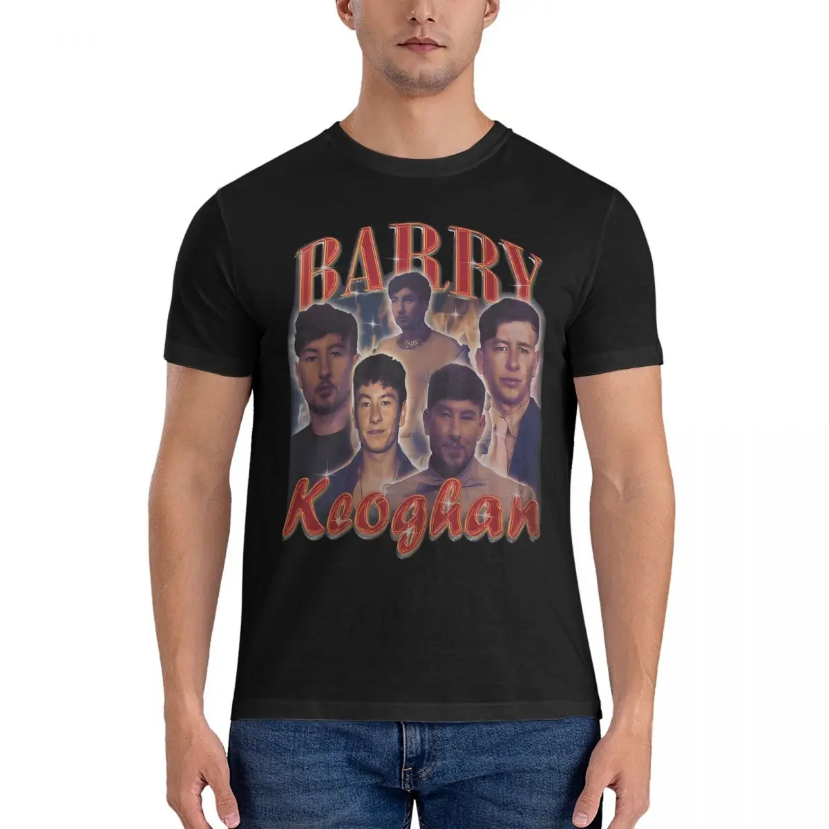 Vintage Men T Shirt Barry Keoghan Fun Tees Short Sleeve Crew Neck T-Shirts Cotton Graphic Tops