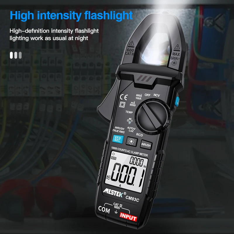 600A Digital AC Current Clamp Meters Current Clamp Multimeter 10000 Counts Meter Frequency Capacitance NCV Digital Clamp Meters