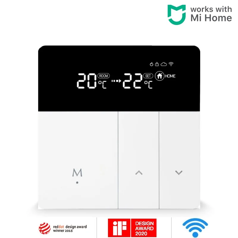 อุณหภูมิสีขาวสมาร์ท APP ไฟฟ้าน้ำชั้นหม้อไอน้ำความร้อน WiFi Thermostat
