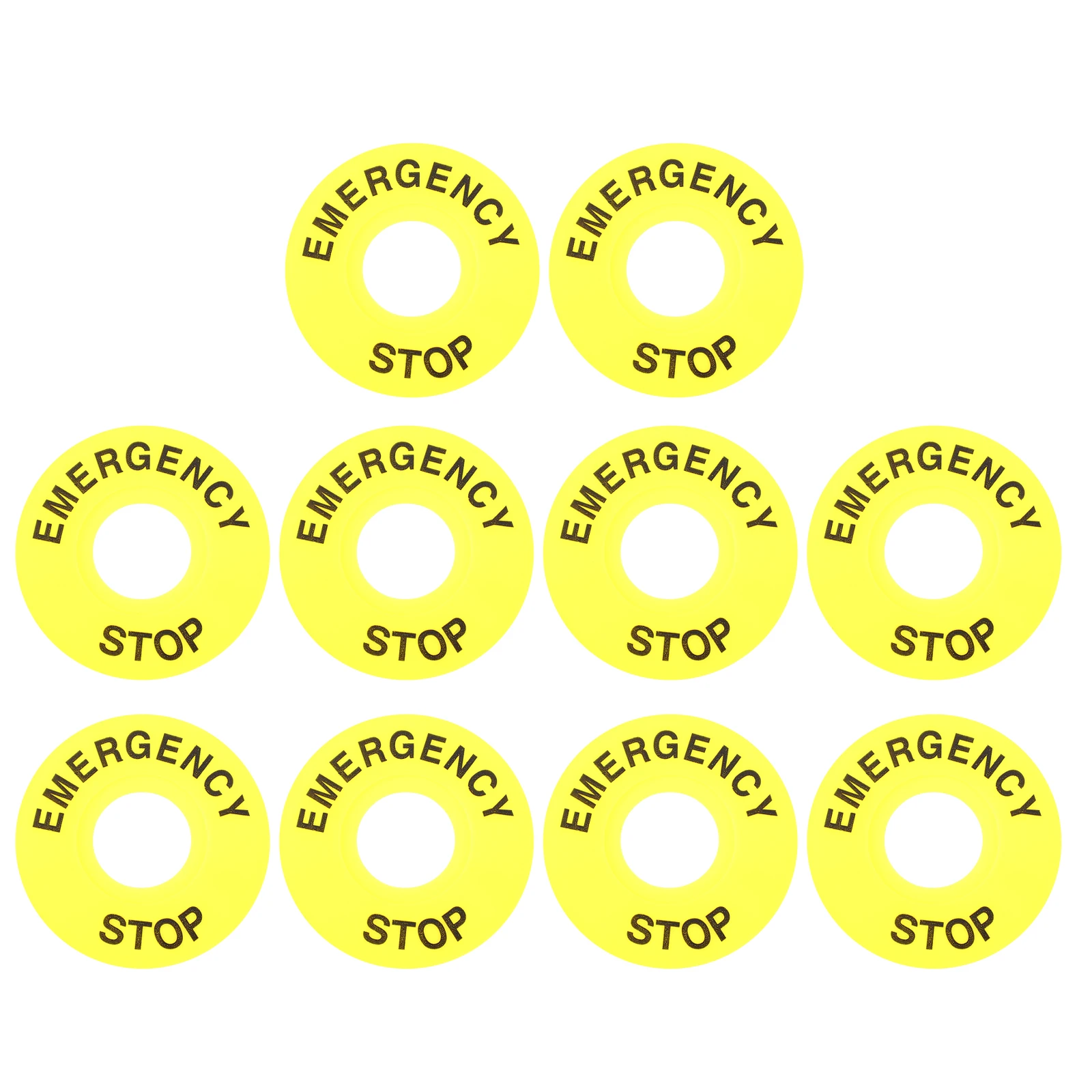 10pcs Round Warning Ring 60Mm Outer 22Mm Inner Yellow Durable Replacement For Emergency Stop Button Push Ring Industrial Safety