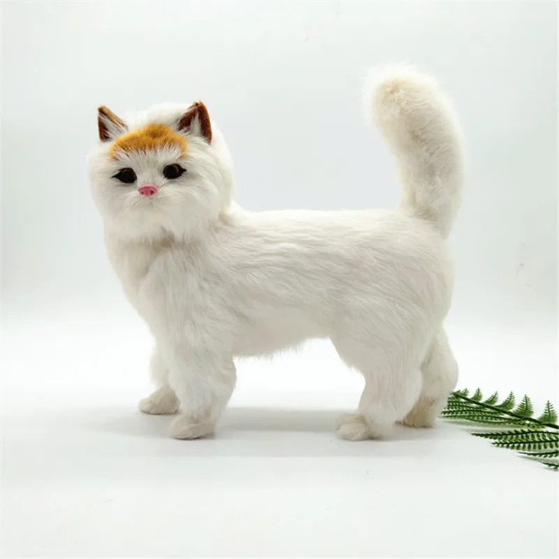 

big new plastic&furs cat model simulation standing cat handicraft home decoration doll gift about 30x30cm a2923