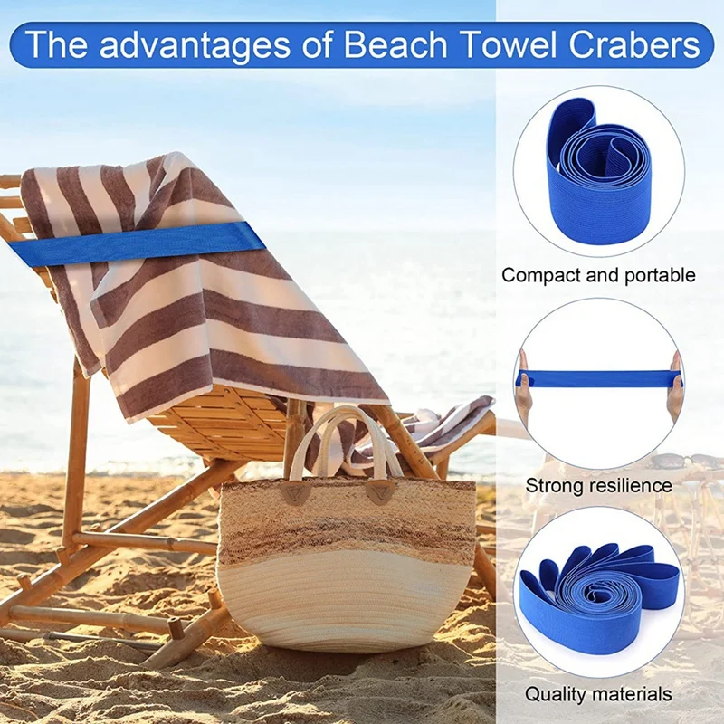 24Pcs Beach Towel Clips Bands Lightweight Windproof Elastic Towel Bands Stretch Chair Bands Towel Holder For Vacation