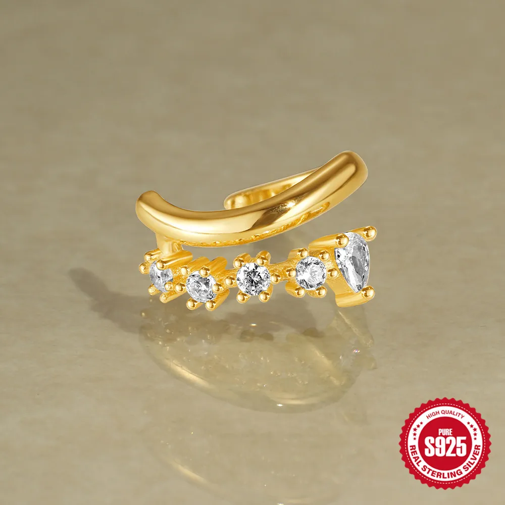 أقراط روكسي 925 من الفضة الإسترليني على شكل نجمة/قطرة الماء على شكل سلسلة شرابة للنساء كلاسيكية بدون خيوط دفع في مسمار روك المخفي