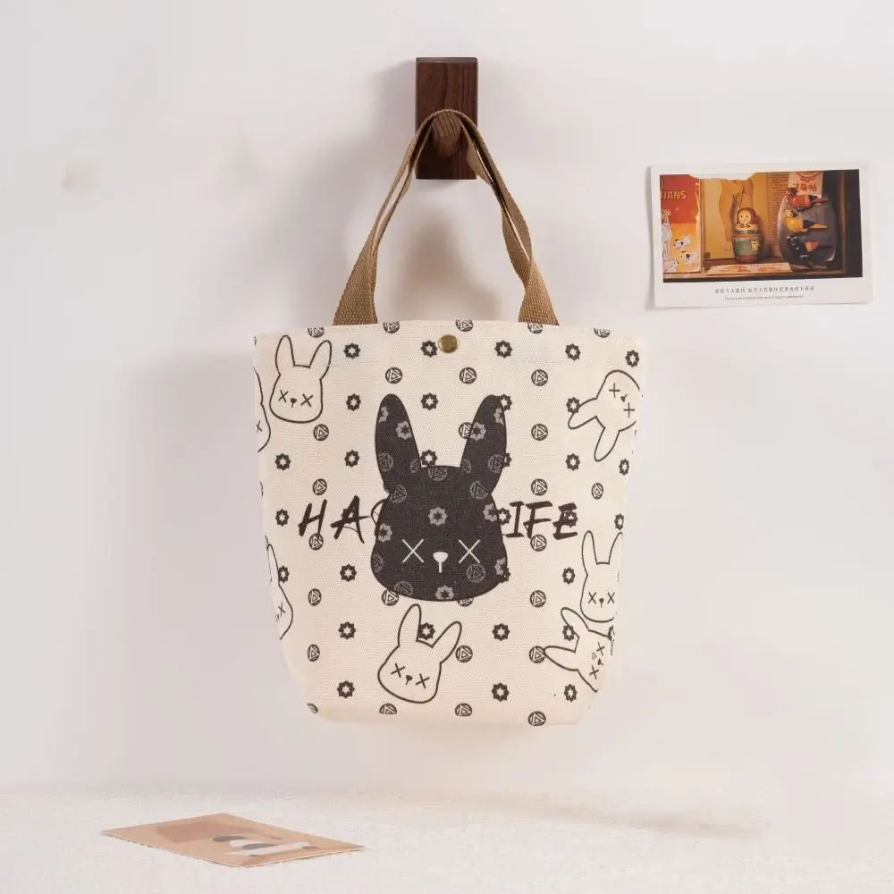 Rabbit Hand Canvas Bag Light Luxury Cartoon Handbag Portable Large Capacity Daily Commuting Bags Cartoon Wrist Bag Canvas Bags