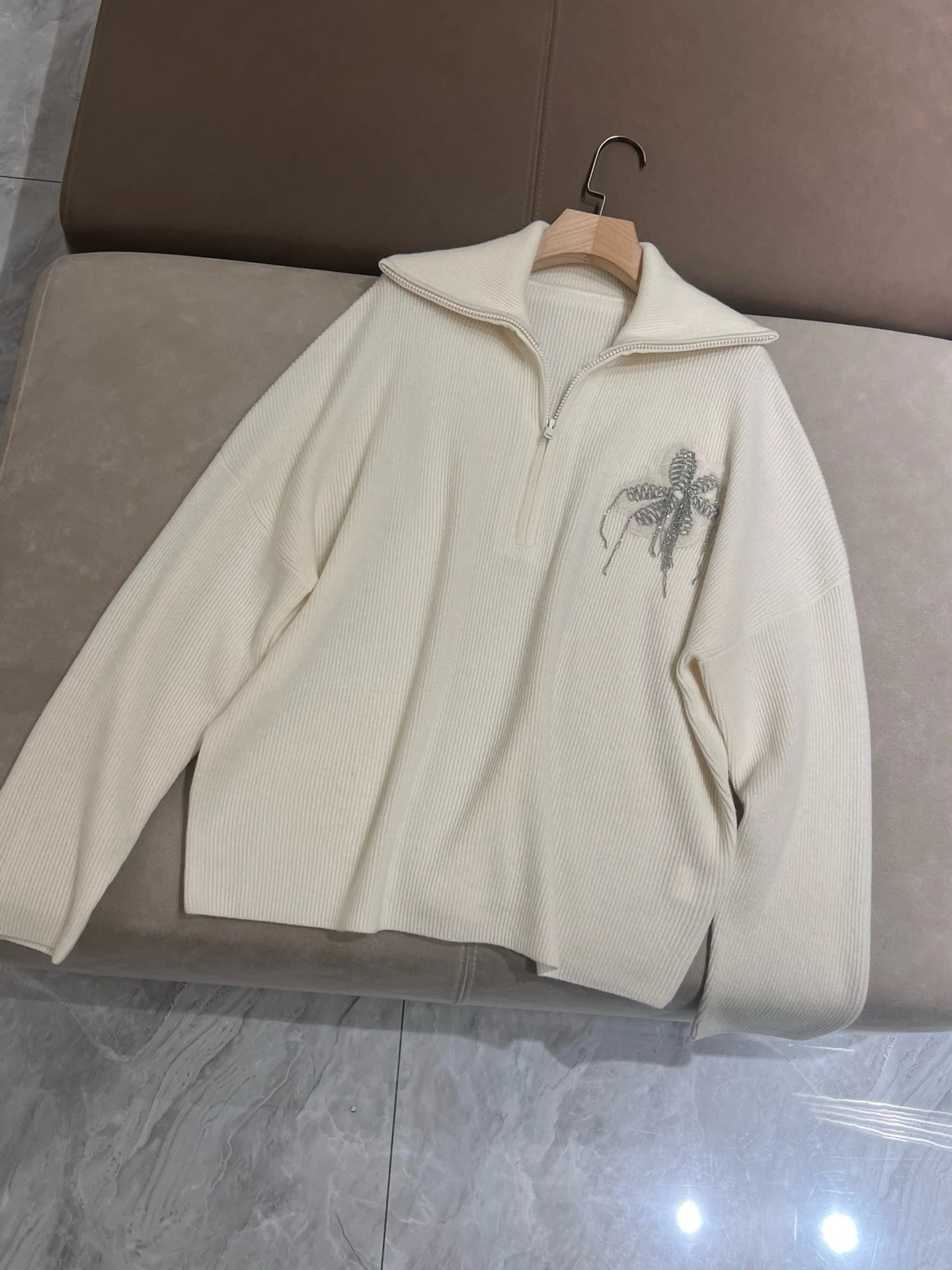 Bequemer f-Reißverschluss Camere Strickwaren Damen Pullover Pullover Faionable Casual Long Sve Netie Frühling Herbst Tragen