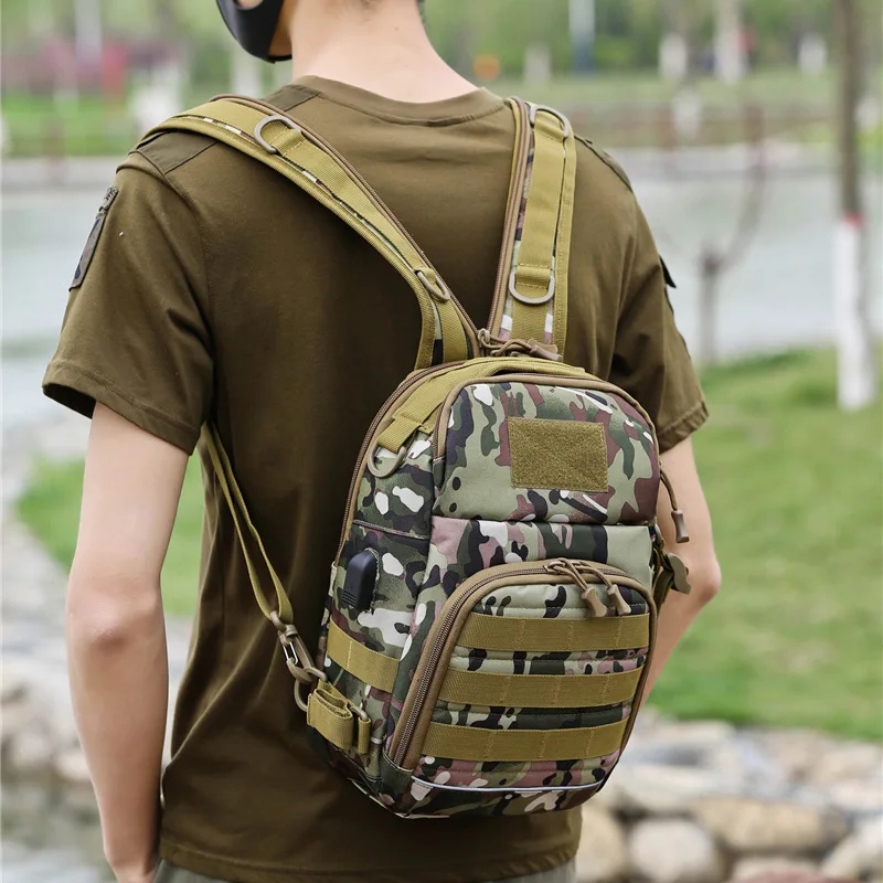 

New Luya bag single shoulder outdoor tactical sports camouflage travel mountaineering small backpack fishing backpack men