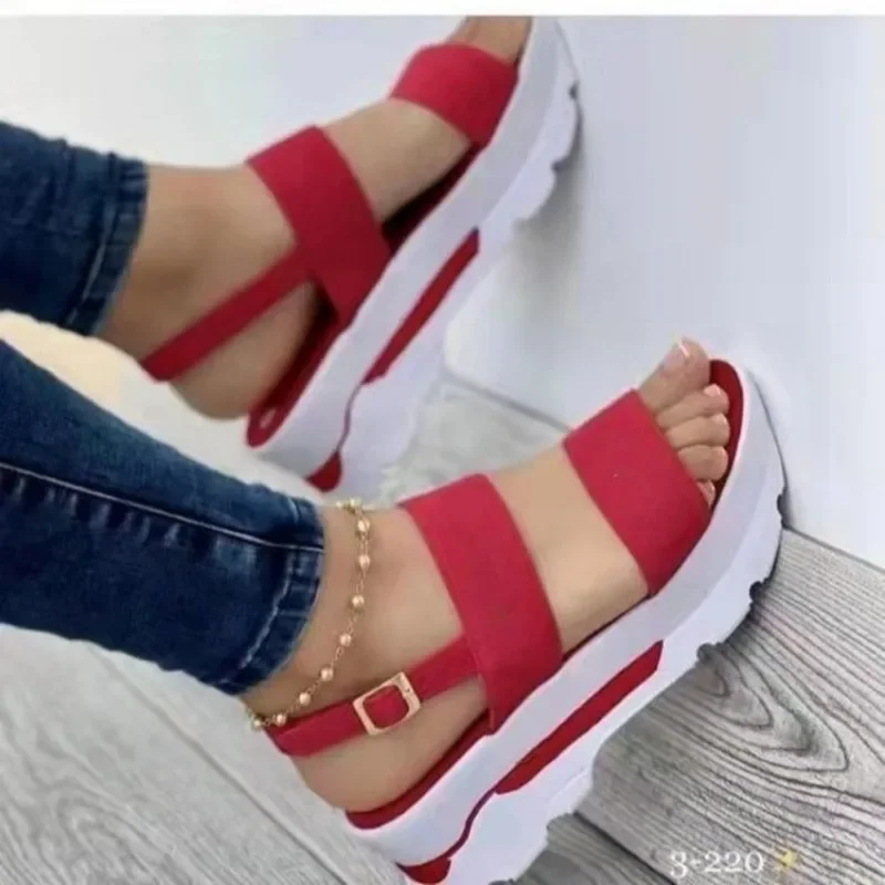 2024 Women Summer Platform Sandals Buckle Strap Open Toe Thick Bottom Punk Ladies Casual Flats Beach Shoes Sandalias De Mujer