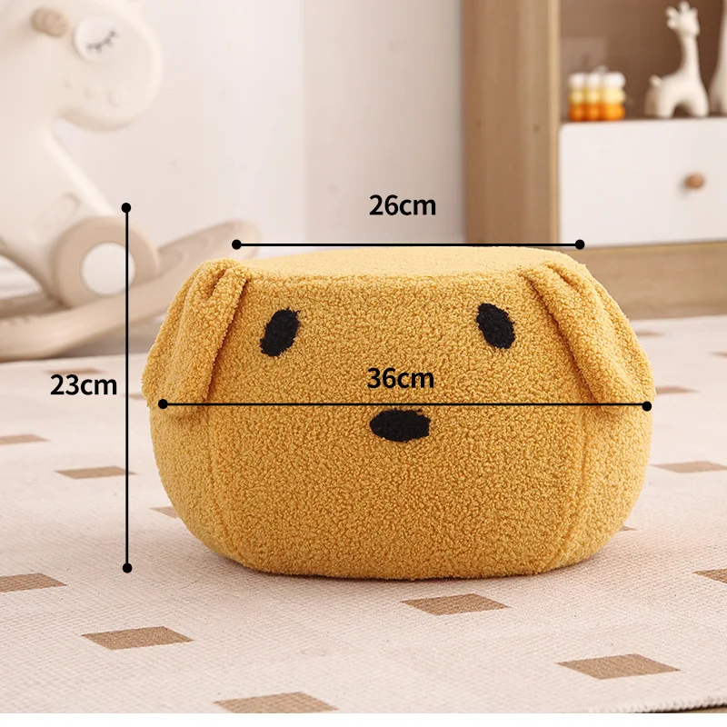 Internet famous lamb plush stool, home living room, low stool, solid wood, shoe changing stool, foot stool, and seat pier