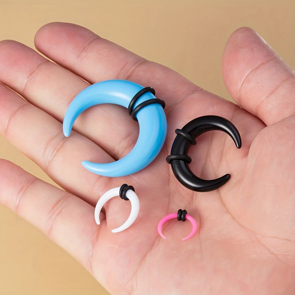 2Pcs 14G-00G Big Size Buffalo Horn Septum Ring Piercing Acrylic Ear Gauges Plugs Taper Stretcher Expander Punk Body Jewelry