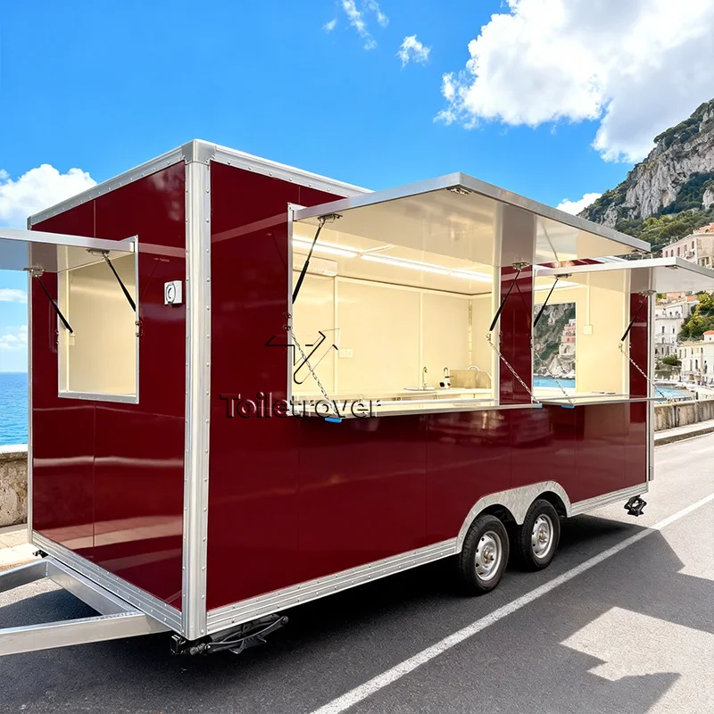 Wholesale Ready Mobile Kitchen Food Trailer Full Kitchen Fast Food Trailer Commercial Food Truck for Outdoor Street Sale