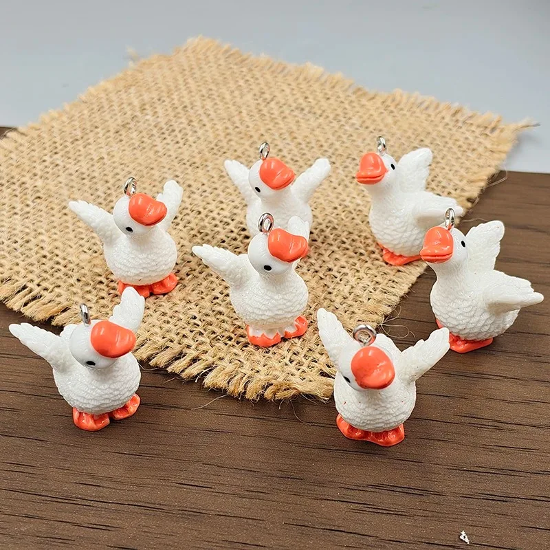 6pcs Cute Big White Goose Resin Charms Simulated Animals Pendant For Bracelet Earrings DIY Jewelry Making Earrings Necklace