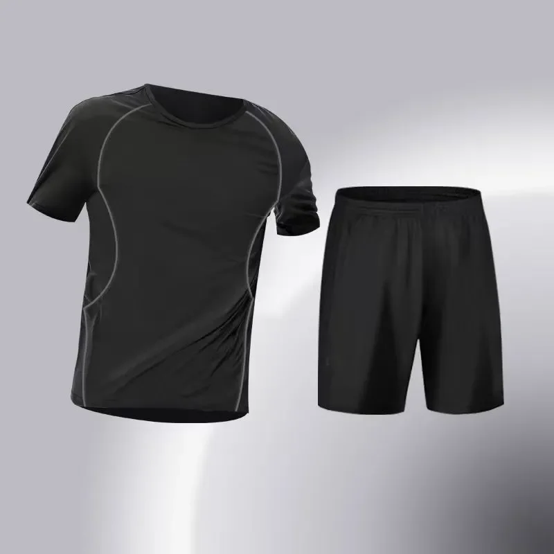 Fitness Clothing Quick-drying Sports Running Suit Breathable Moisture-wicking Short-sleeved Shorts Two-piece Set Spring Summer