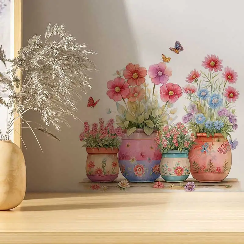 Beautiful Flower Wall Stickers Row Living Room Sofa Background Home Decor Art Decal Sticker for Room AA233