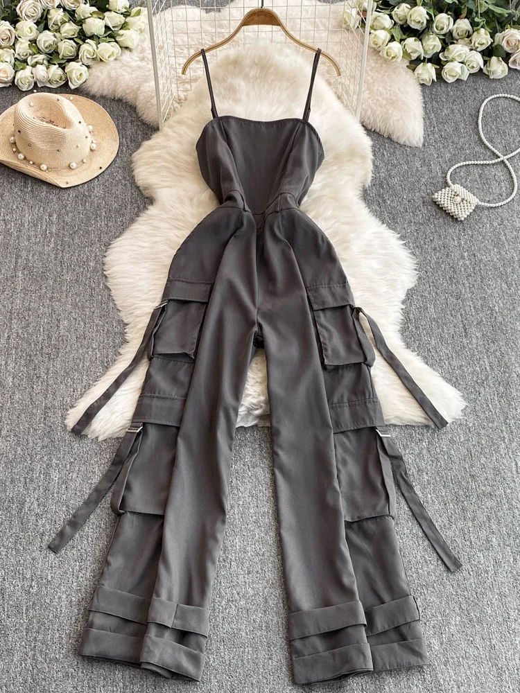 จั๊มสูทขาบานทรงหลวมเอวสูงสำหรับผู้หญิง รุ่นใหม่ประจำฤดูร้อนปี 2025 เหมาะสำหรับใส่ทำงานหรือเดินทาง