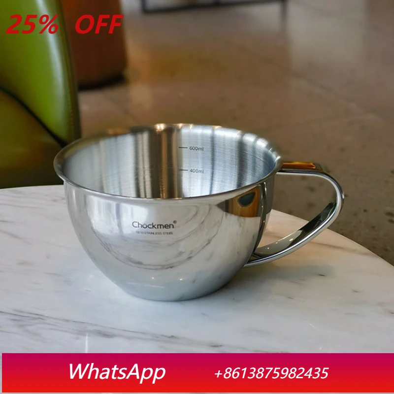 

LTT stainless steel big belly breakfast cup milk egg beating bowl measuring cup with handle multi-purpose bowl
