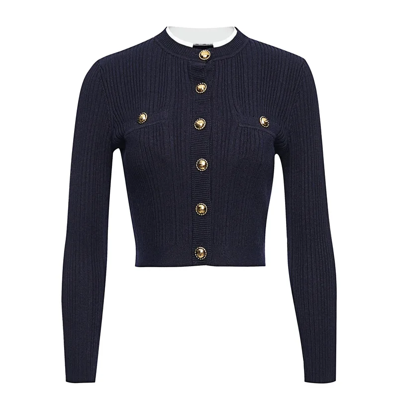 

Women Knitting Cotton Long Sleeve Cardigan O-Neck Lady's Cardigan