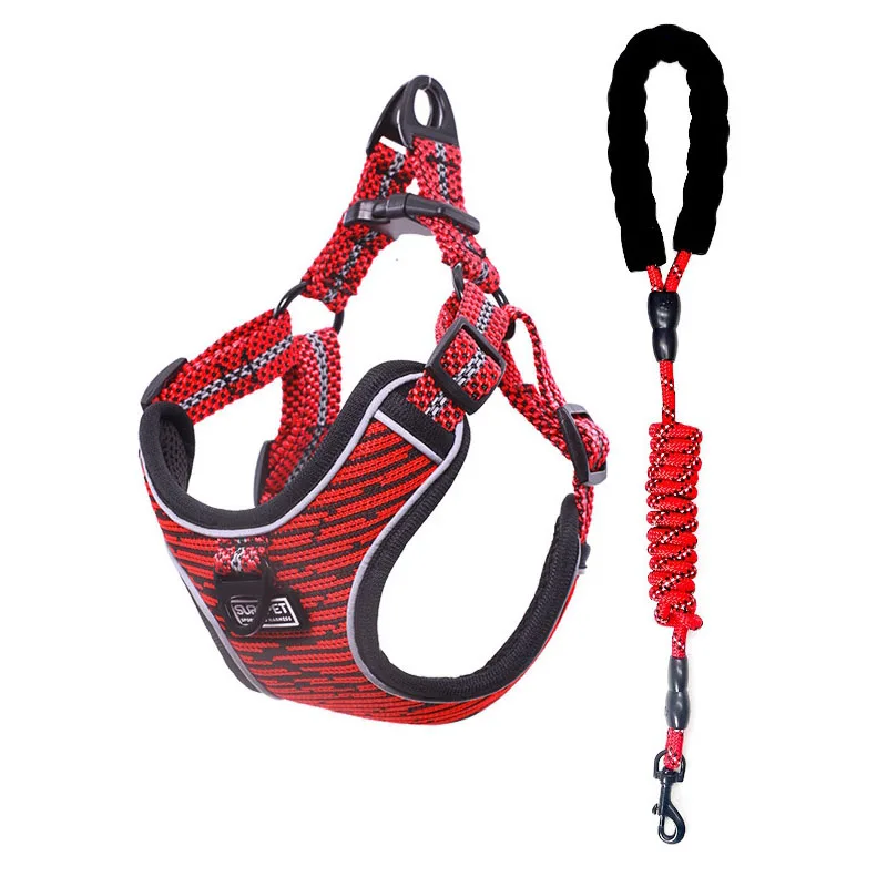 

Pet Dog Leashes Chest Harnesses Sets Strap Clothes Adjustable Vest with Reflective Mesh Cloth Material for Dog Outdoor Walking