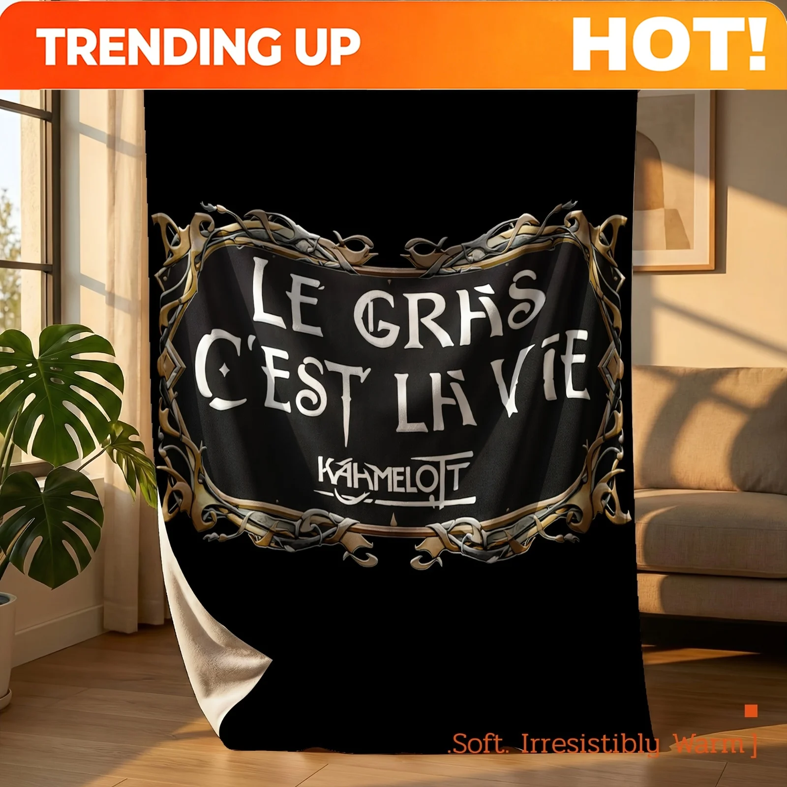 Customize 1pc Throw Blanket, Kaamelott Le Gras C Est La Vie Sign, Fuzzy Living Room Blanket, St Patrick S Day Green Vibe