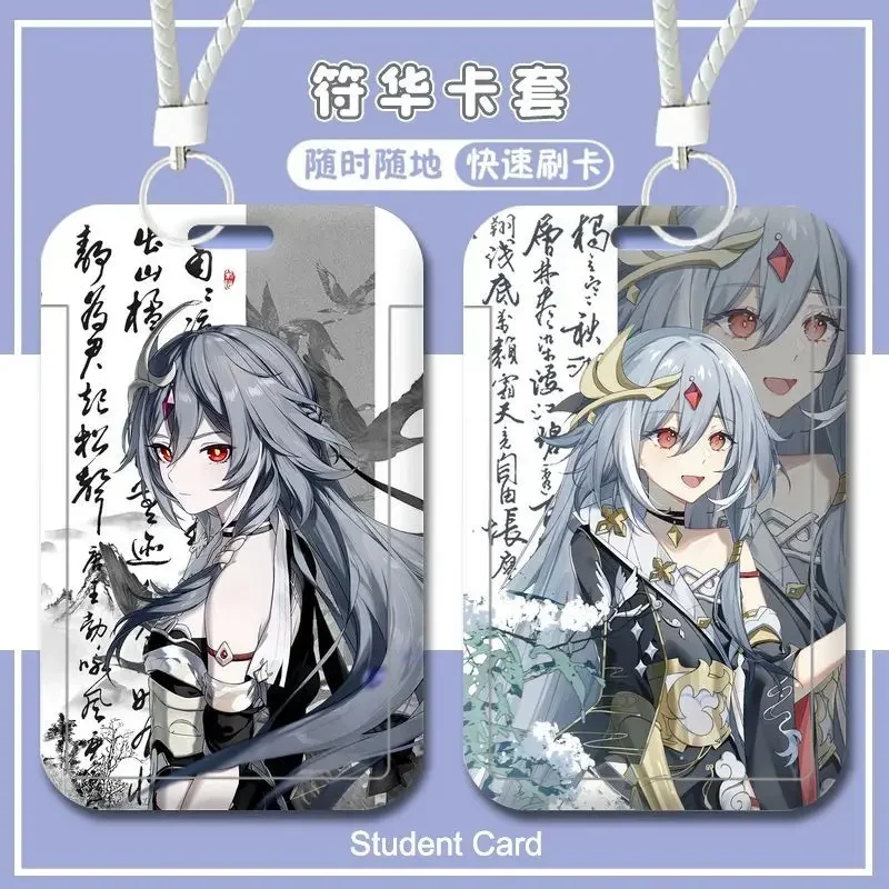 Honkai Impact 3rd Valkyrie Fuhua Retractable Credit Card Holders Bank ID Holders Bus Cards Cover Cases Hard Card Holder Keychain