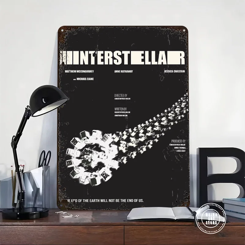 Interstellar Movie 3D Printed Texture Poster Personalized Wall Art Retro Metal Tin Signs for Home Decorations Living Room Decor