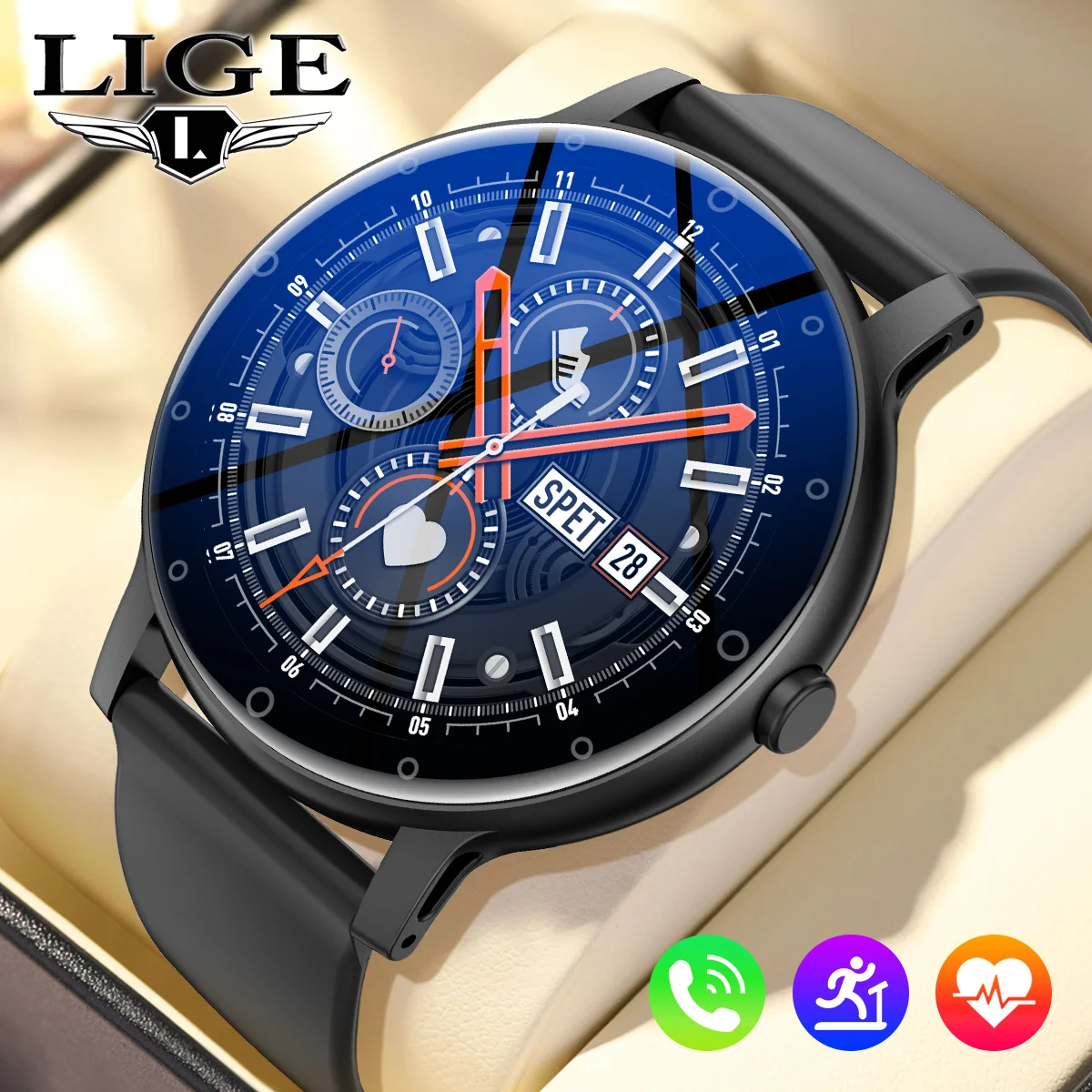 

Умные часы LIGE для занятий спортом на открытом воздухе, фитнеса, с Bluetooth-вызовами, голосовым помощником, водонепроницаемые, распродажа, мужские смарт-часы для Android и IOS