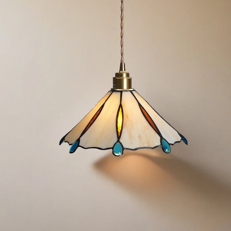 Kolorowe Szklane Miedziane Lampy Wiszące LED Kuchnia Sypialnia Salon Przy Łóżku Loft Vintage Lampa Wisząca Żarówka Edisona — 2