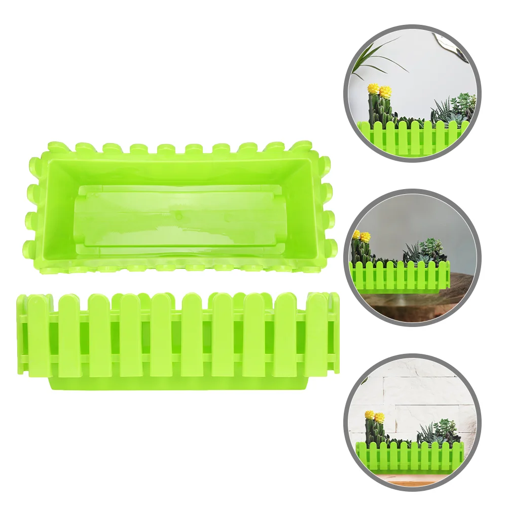 2 Pcs Rectangular Fence Flower Pot Green Plant Succulent Planting 2pcs for Outdoor Plants Planter Boxes Large Window Plastic