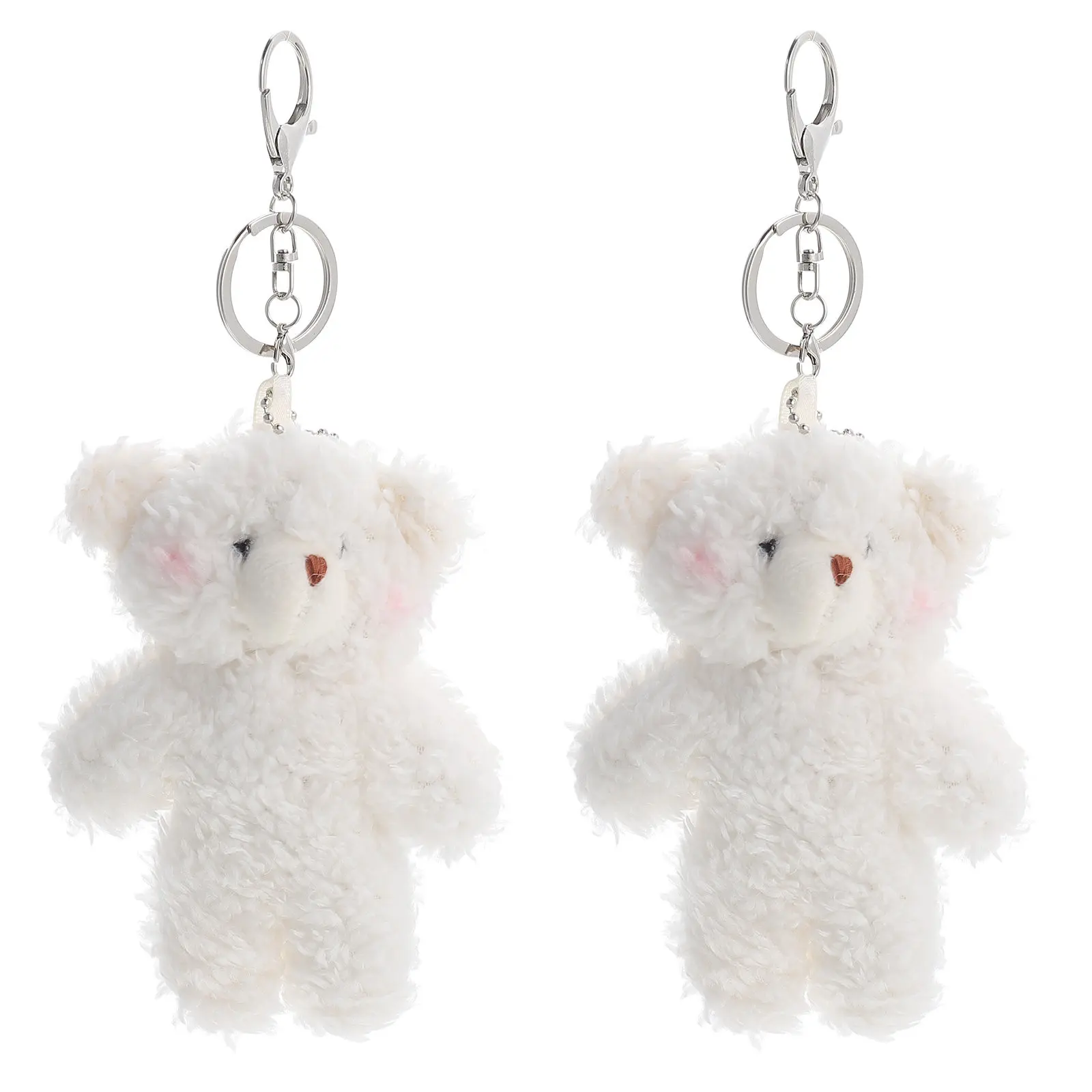 

2Pcs Bear Keychain Soft Stuffed Animal Key Ring Bag Hanging Ornament Backpack Pendant Cartoon Cute Gift for Women Girls Kids