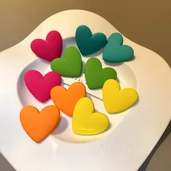 FishSheep Cute Korean Heart Earrings New Trend Boho Acrylic Geometric Love Heart Stud Earrings Fashion Jewelry For Women 2022