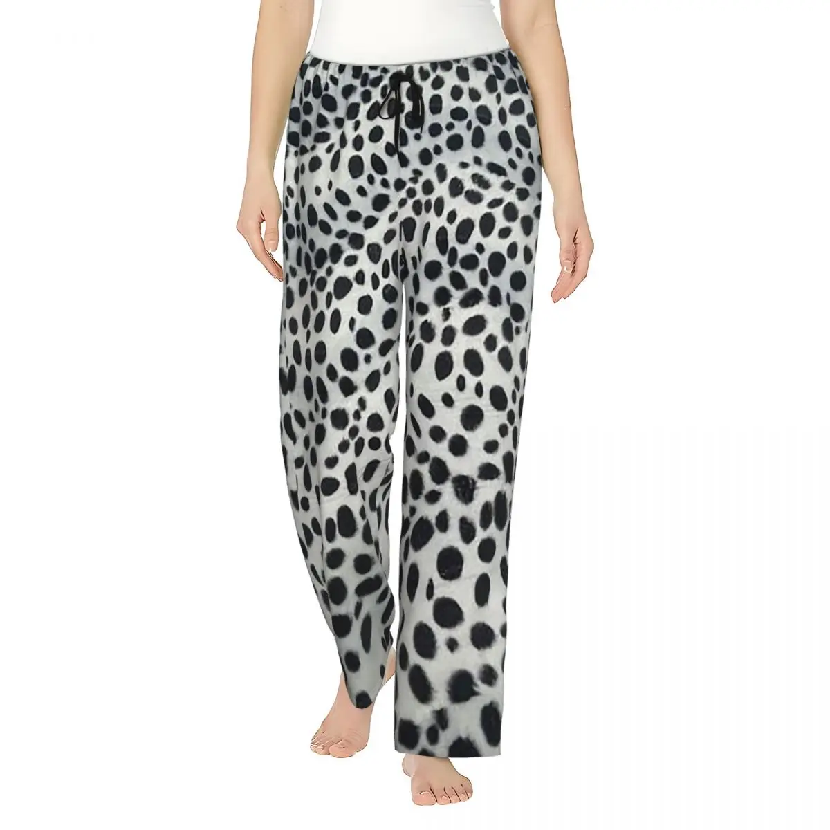 

Custom Dalmatian Dog Texture Women Pajama Pants Lounge Sleep Sleepwear Bottoms with Pockets