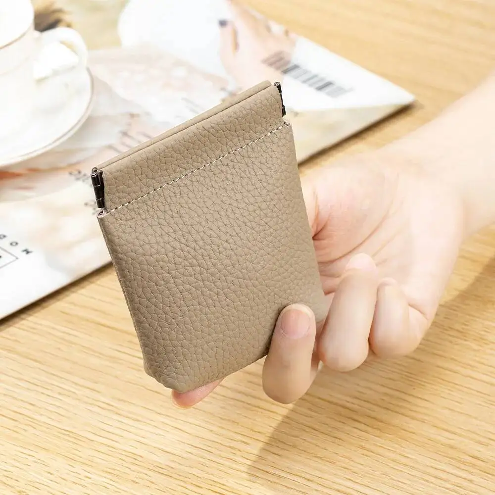 Lady Small Bag Woman Coin Wallet Lipstick Bag Women's Mini Bag Lychee Pattern Cowhide Coin Purse Automatic Closure Storage Bag