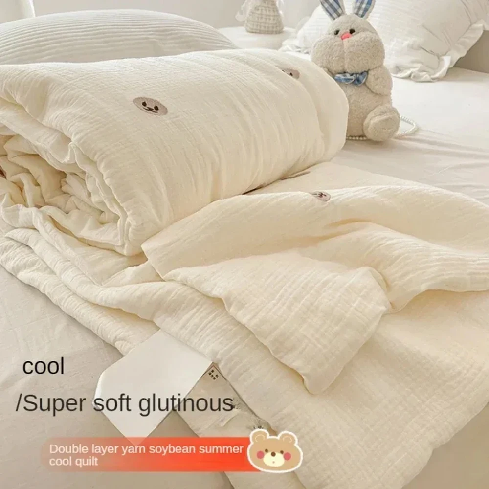 

Super Soft Sticky Double Yarn Washed Cotton Summer Quilt Soft Skin-friendly Thin Blanket Thin Quilt Quilt Core Colcha De Verano